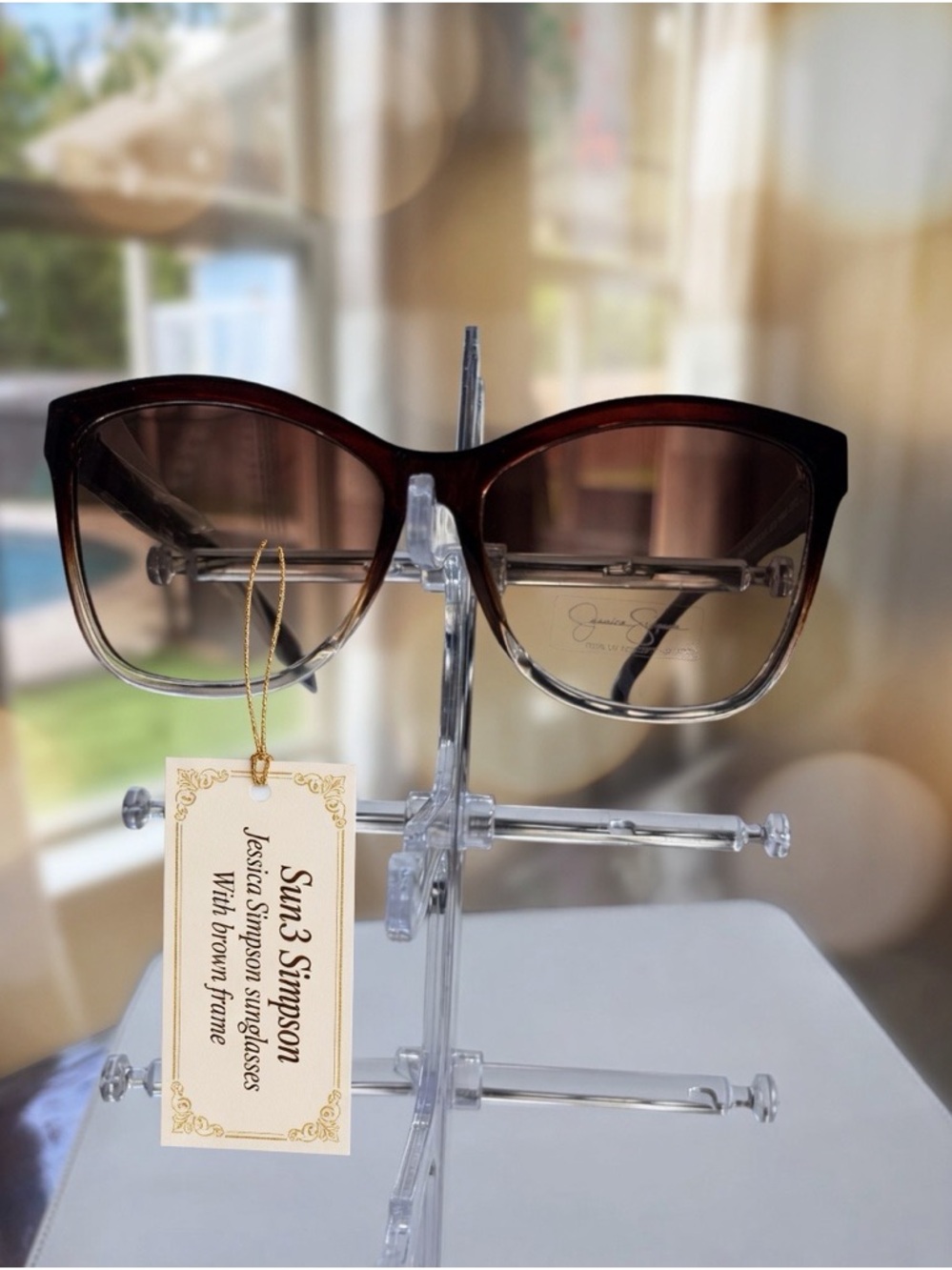 Sun3,Jessica Simpson Ombre Brown Cat-Eye One Pair Of Sunglasses” - Picture 3 of 4